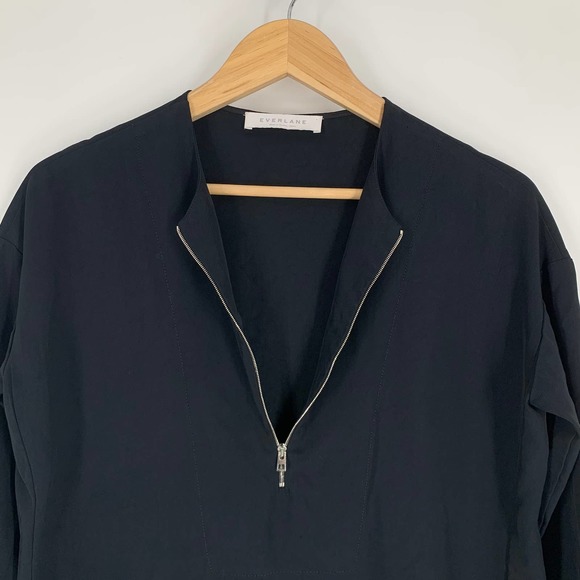 Everlane Japanese GoWeave Front-Zip 3/4 Sleeve Mini Dress in Black - Picture 9 of 13